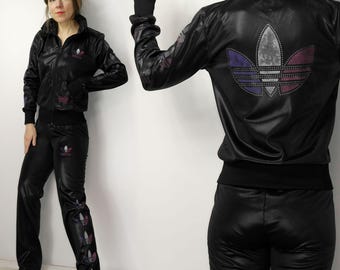 00s Adidas Chile 62 Black Shiny Track Jacket – Purple Gold Silver