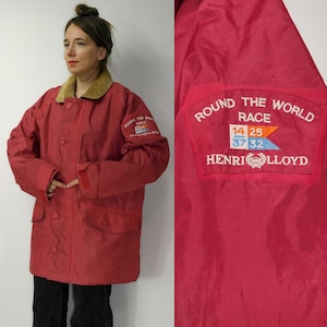 ジャケット・アウター 80s 90s Henri Lloyd sailing coat jacket Vintage 90s Henri Lloyd Red Coat | Long Yachting Jacket With