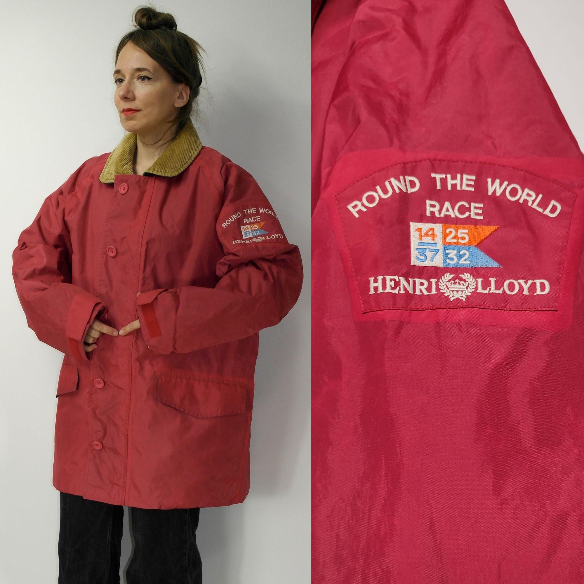 Vintage 90s Henri Lloyd Red Coat | Long Yachting Jacket With