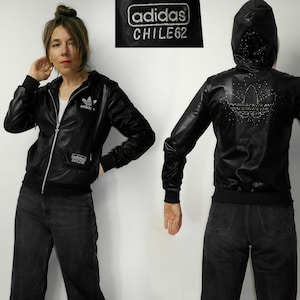 00s Adidas Chile 62 Black Shiny Track Hoodie Jacket – Trefoil