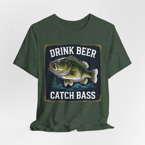 Drink Beer Catch Bass! Fishing Shirt, Outdoor Apparel, Gift for Fishermen, Summer Vibe, Casual Wear