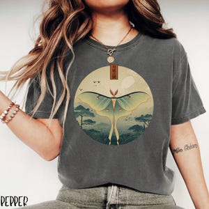 Luna moth shirt, japanese ukiyo-e luna moth tee, moon moth tshirt, vintage circle green moth, butterfly lover gift, spirit animal luna moth