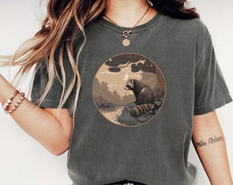 ukiyo-e tanuki shirt, japanese raccoon dog tee, tanuki lover gift, raccoon lover gift, spirit animal tanuki, vintage japanese raccoon tshirt