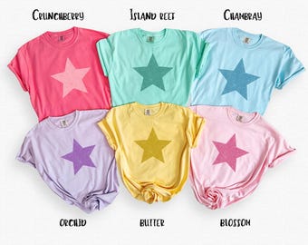 Star T Shirt, Vibrant Star Tee, Kids Star Shirt, Graphic Star T-Shirt, Casual Star Top, Children Star Apparel, Unisex Star Tshirt