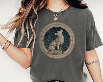 Wolf Constellation Shirt, Wolf Constellation Tee, Astronomy Wolf T-Shirt, Celestial Wolf Top, Star Map Wolf Shirt, Nature Wolf Gift