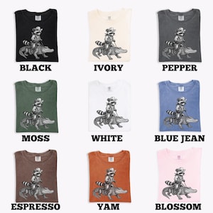 Vintage Cowboy Raccoon Riding Alligator T-Shirt, Western Animal Lover Tee, Vintage Wildlife Adventure Shirt, Funny Cartoon Ranch Tee image 7