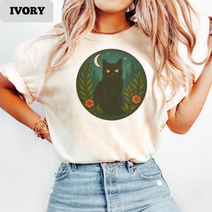 Black Cat Shirt, Black Cat T-Shirt, Black Cat Tee, Black Cat Gift, Black Cat Birthday Gift, Gothic Cat Shirt, Black Cat Tshirt image 10