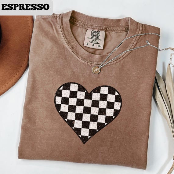Checkerboard Heart T-Shirt, Grunge Retro Skater Tee