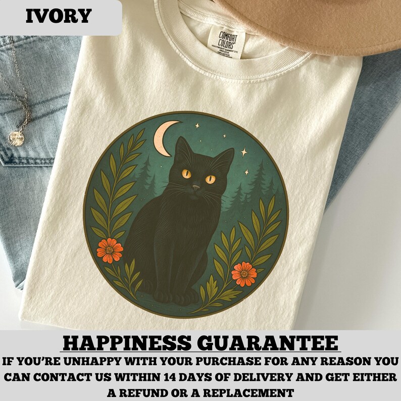 Black Cat Shirt, Black Cat T-Shirt, Black Cat Tee, Black Cat Gift, Black Cat Birthday Gift, Gothic Cat Shirt, Black Cat Tshirt image 2