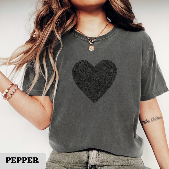 Distressed black heart T-Shirt, grunge gothic heart tee, punk rock emo style shirt, edgy alternative distressed heart top, dark lover gift