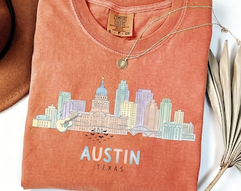 Austin Texas Shirt, Austin Skyline Tee, Cityscape T-Shirt, Travel Souvenir Top, Urban Style Shirt, Music Lover Gift, Texas Pride Shirt