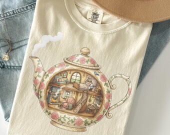 Vintage Teapot Design T-Shirt, Vintage Teapot Shirt, Tea Time Top, Whimsical Teapot Gift, Kitchen Decor Shirt, Tea Time Tee, Tea Lover Gift