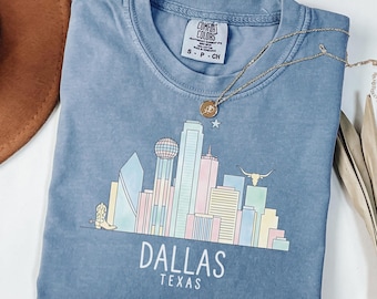 Dallas Texas Skyline Birthday Shirt, Cityscape Tee, Southwestern Style T-Shirt, Urban Texas Top, Travel Souvenir Clothes, Birthday Gift