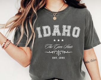 Retro Idaho T-Shirt, Vintage Retro State Pride Tee, The Gem State Shirt, Rustic Travel And Adventure Top, Idaho Shirt, Gem State Tee