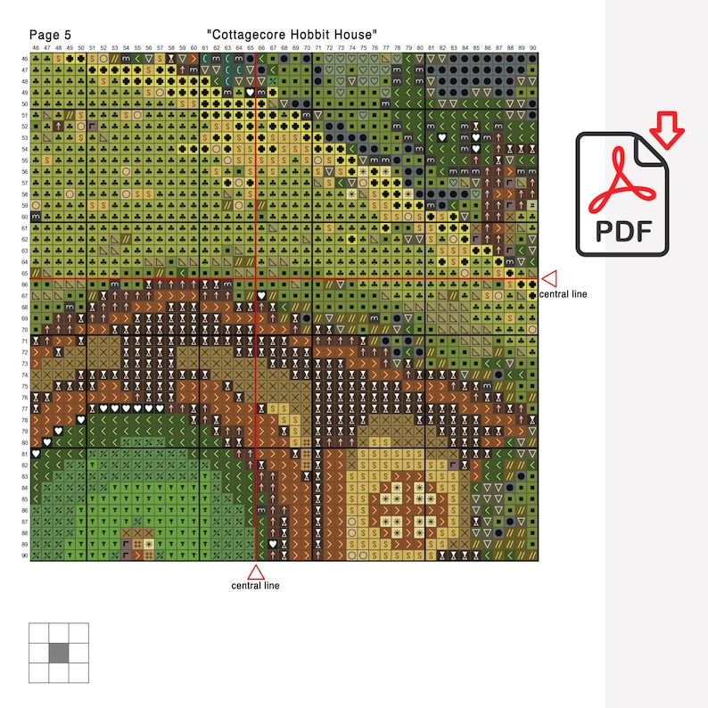 Cottagecore Hobbit House Cross Stitch Pattern, Cozy Home in the Hills ...