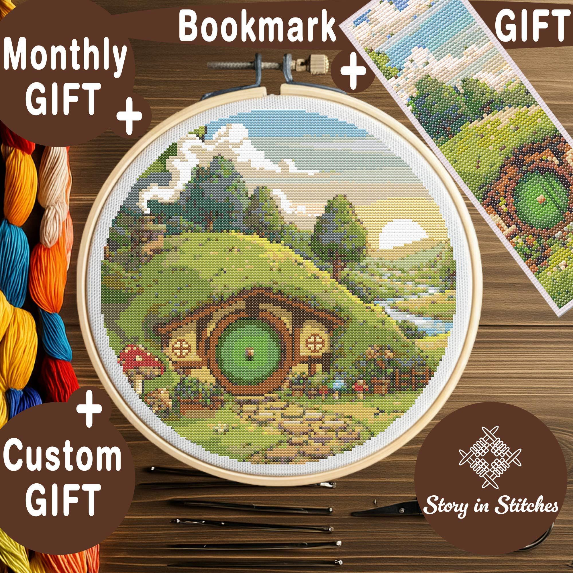Cottagecore Hobbit House Cross Stitch Pattern, Cozy Home in the Hills ...