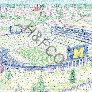 Michigan Stadium Typography Print – “The Big House” Digital Art, 8.5x11