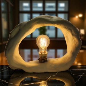 Handmade White Ceramic Table Lamp – Modern Decorative Light for Console & Desk