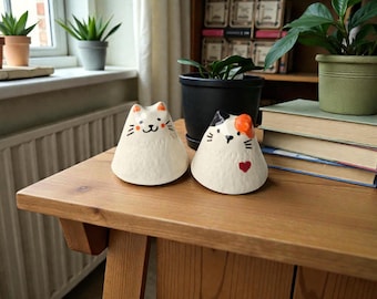 Ceramic Cat Figurines Set of 2