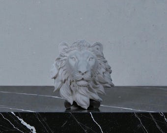 Lion Head Statue, Handmade Animal Sculpture