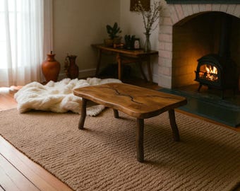 Natural Walnut Wood Coffee Table – Handmade Wooden Design
