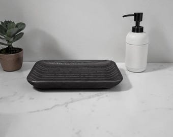 Black Modern Soap Dish, Elowen Bar Soap Tray