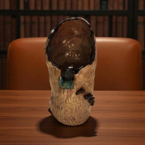 Handmade Ceramic Bird Nest Vase with Black Bird – 22 cm Decor