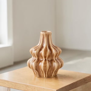 ulie Ceramic Vase 14cm Brown Beige