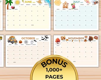 Editable 2027 Calendar Canva Template, Printable Calendar PDF, Monthly Planner, Yearly Calendar, A4 US Letter, Sunday Monday Start
