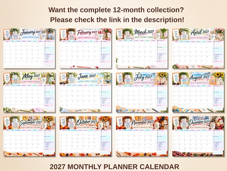 2027 November Monthly Calendar, Thanksgiving Family Planner, Holiday ...