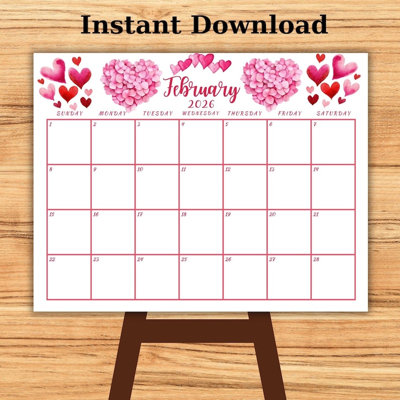 Printable 2026 Calendar Watercolor Floral Monthly 2026 Planner Cute ...