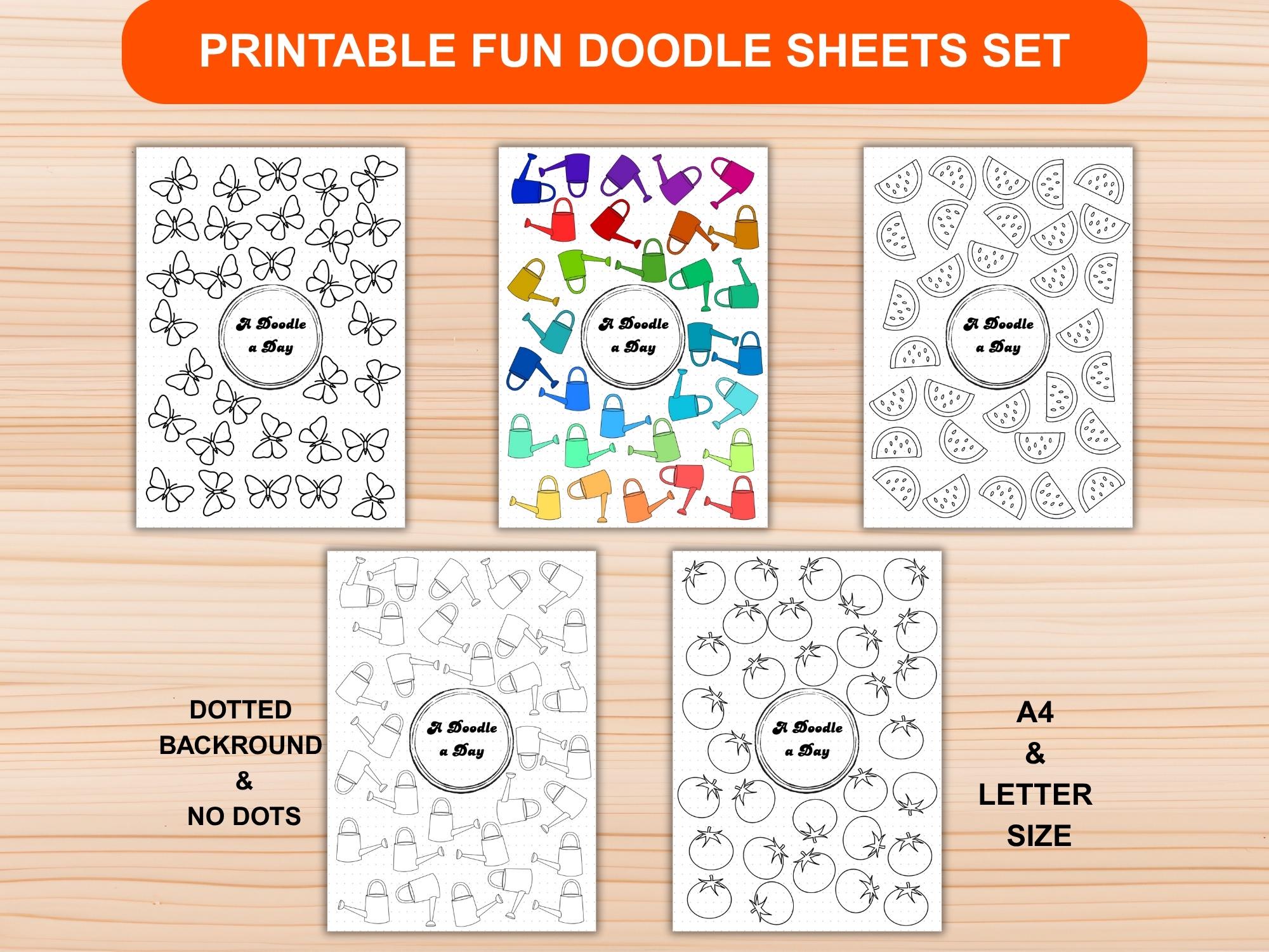A Doodle a Day Bundle – Printable Fun Doodle Sheets | Journal - Planner ...