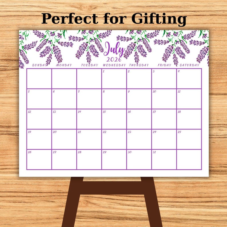 Printable 2026 Calendar Watercolor Floral Monthly 2026 Planner Cute ...