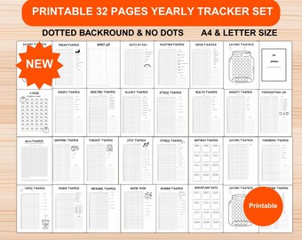 Årsbokpaket - Utskrivbara journalsidor - Digitala kalendersidor - US Letter- och A4-storlek - Värdepaket - 32 sidor - Digital nedladdning