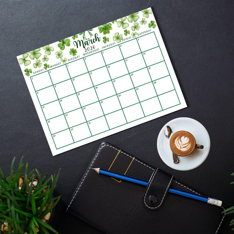 March Printable 2026 Monthly Calendar Watercolor Floral Monthly 2026 ...