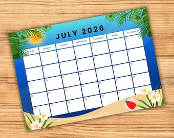 2026 Monthly Calendar Bundel -  Cute Printable 2026 Planner for Kids, Home School Work Office Organizer, Printable PDF, Instant Download