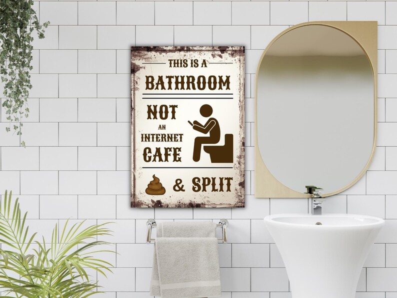Funny Bathroom Sign Printable, Rustic Toilet Wall Art, Bathroom Humor ...