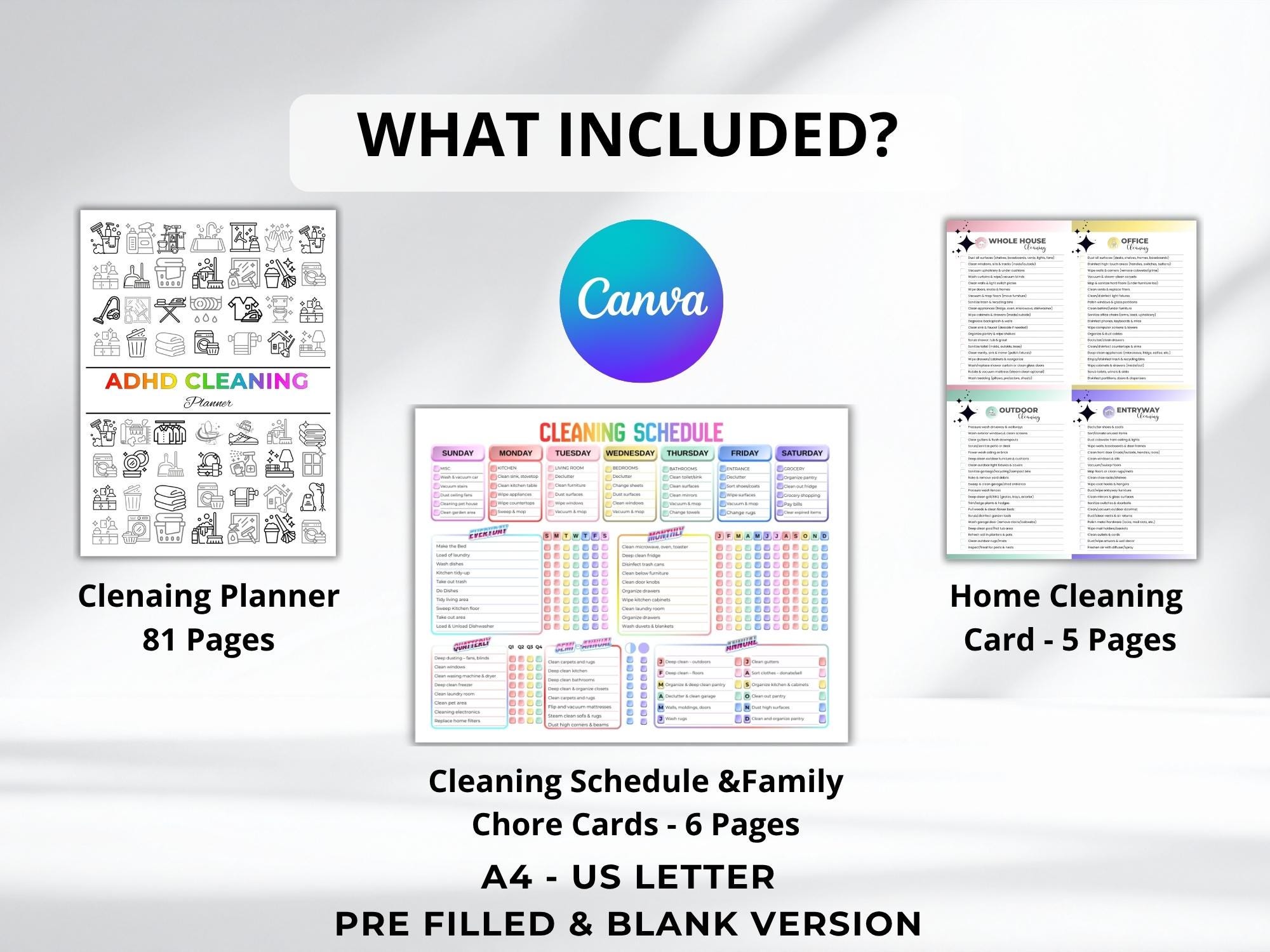 ADHD Cleaning Planner Bundle, Neurodivergent Cleaning Schedule ...