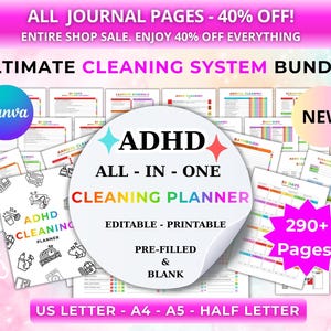 290 Page Ultimate Cleaning Planner Bundle, ADHD Cleaning Planner, Editable Canva Cleaning System, Printable Home Organization Planner PDF-A