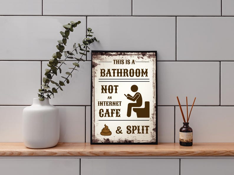 Funny Bathroom Sign Printable, Rustic Toilet Wall Art, Bathroom Humor ...