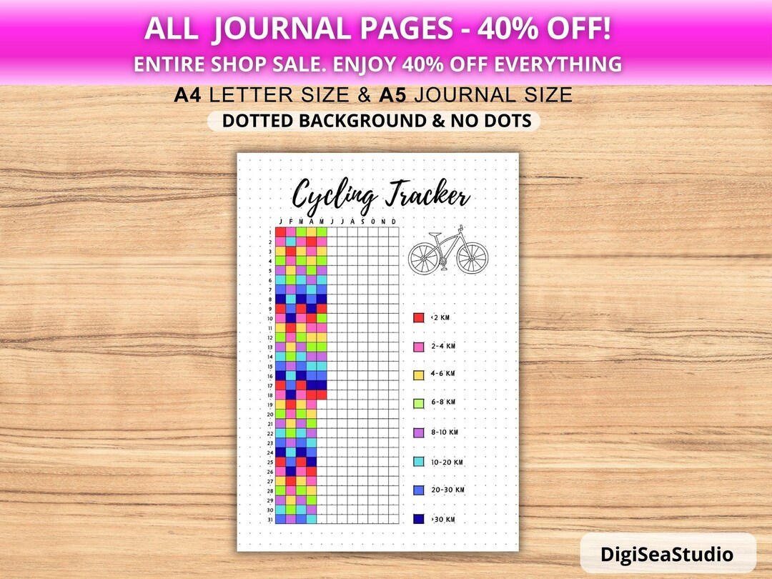 Bike Riding Journal Cycling Tracker Printable PDF – PRINTABLE Journal Page, Yearly Bike ...