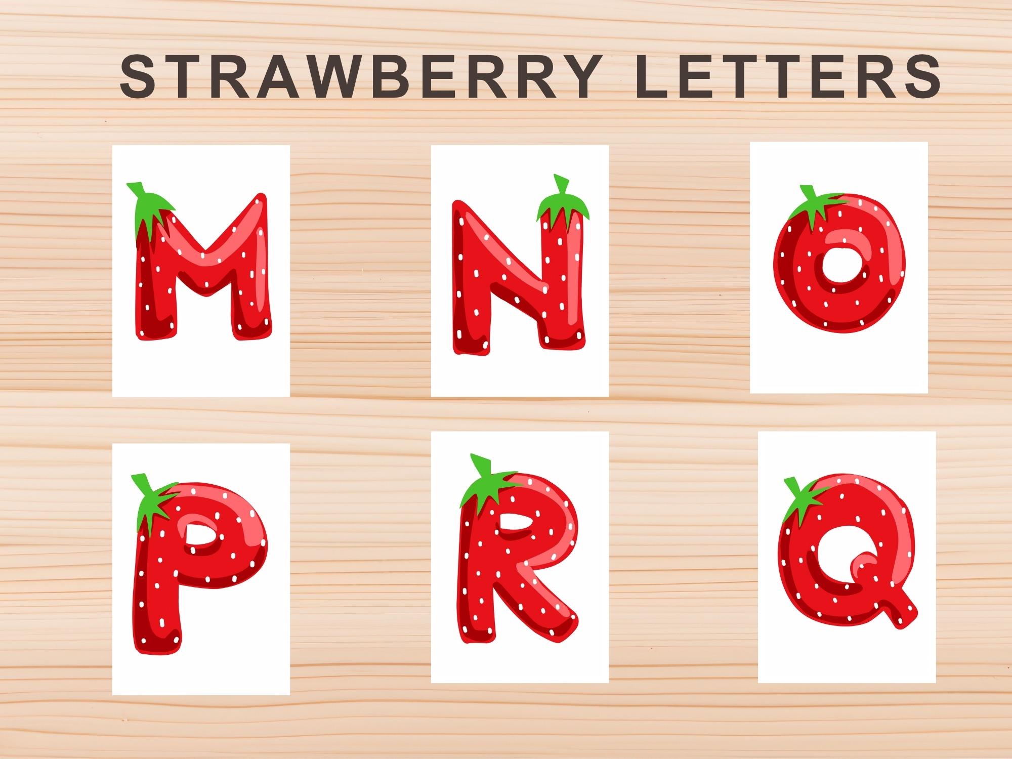 Strawberry Alphabet Clipart A-Z | 26 Letters | SVG PNG JPEG Pdf | Cute ...