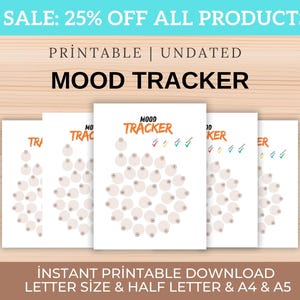 Mood Tracker Printable | Daily Mental Health Log | Self Care Journal PDF | Track Emotions & Feelings | A4 A5 Letter Sizes