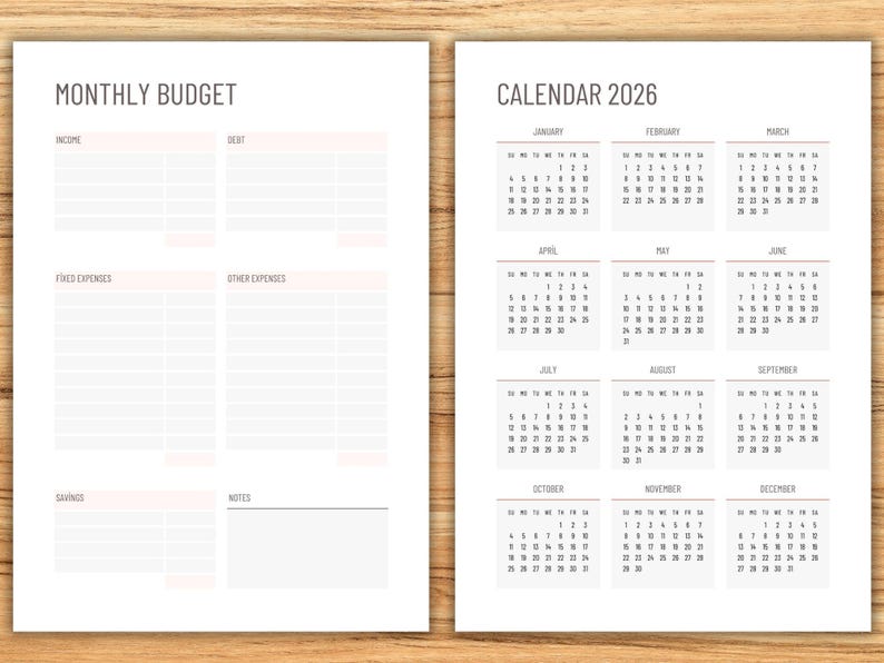 Lot de calendriers 2026 à imprimer | Agenda mensuel minimaliste ...