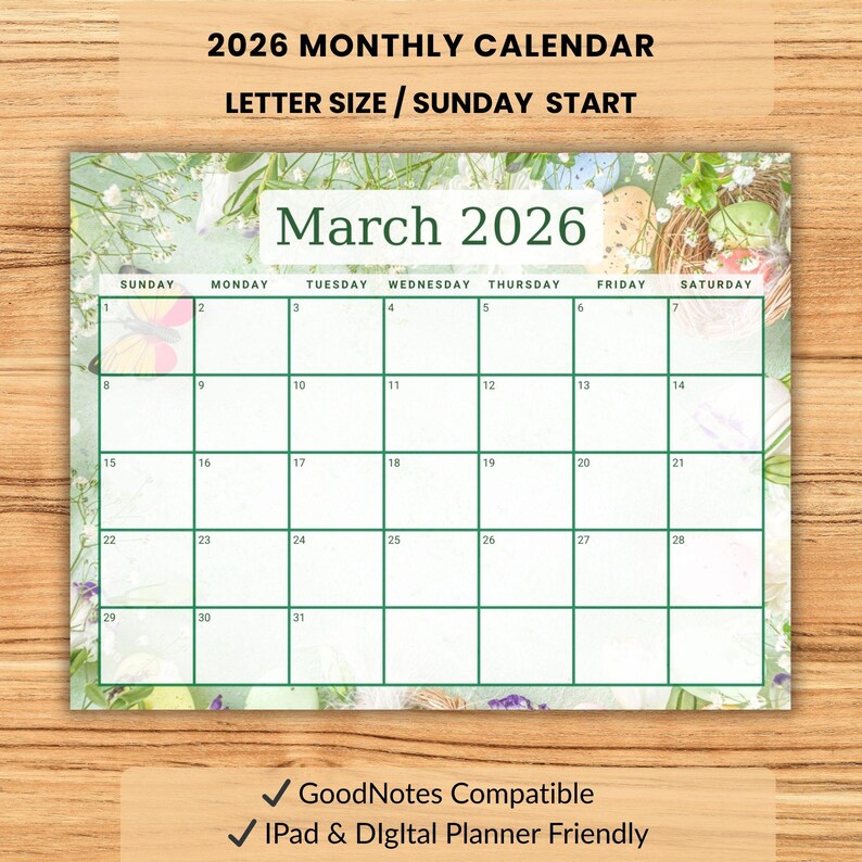 2026 Calendar Printable, Cute 2026 Planner, Funny 2026 Calendar, Sunday ...