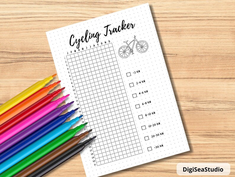 Cycling Tracker Printable PDF – PRINTABLE Journal Page, Yearly Bike ...
