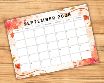 2026 Monthly Calendar Bundel -  Cute Printable 2026 Planner for Kids, Home School Work Office Organizer, Printable PDF, Instant Download