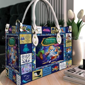 Alice im Wunderland Leder Handtasche, Alice im Wunderland Schultertasche, Alice im Wunderland Weihnachten Vintage Crossbody Tasche
