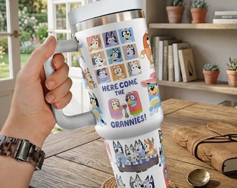 Bluey Dog Tumbler 40Oz, Bluey Dog Tumbler, Bluey Dog Family Tumbler, Cartoon Coffee Tumbler, Disney Insulated Cup