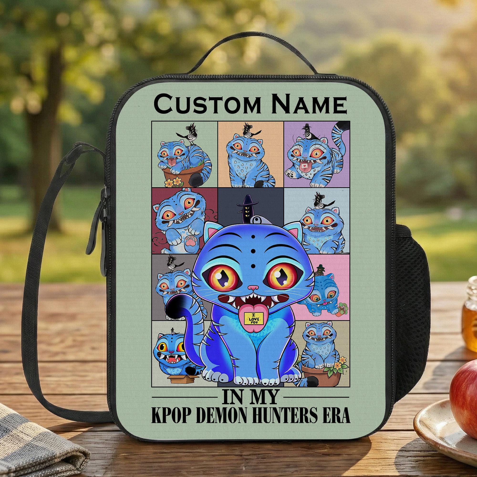 Discover Custom Derpy Tiger Lunch Bag, Personalized Kpop Demon Hunters Lunch Box for School or Work, Picnic Lunch Bag